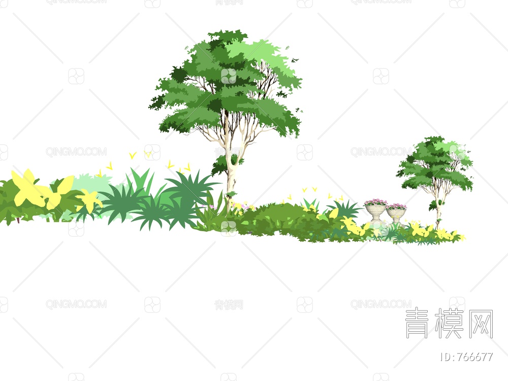 2D手绘植物 景观树SU模型下载【ID:766677】
