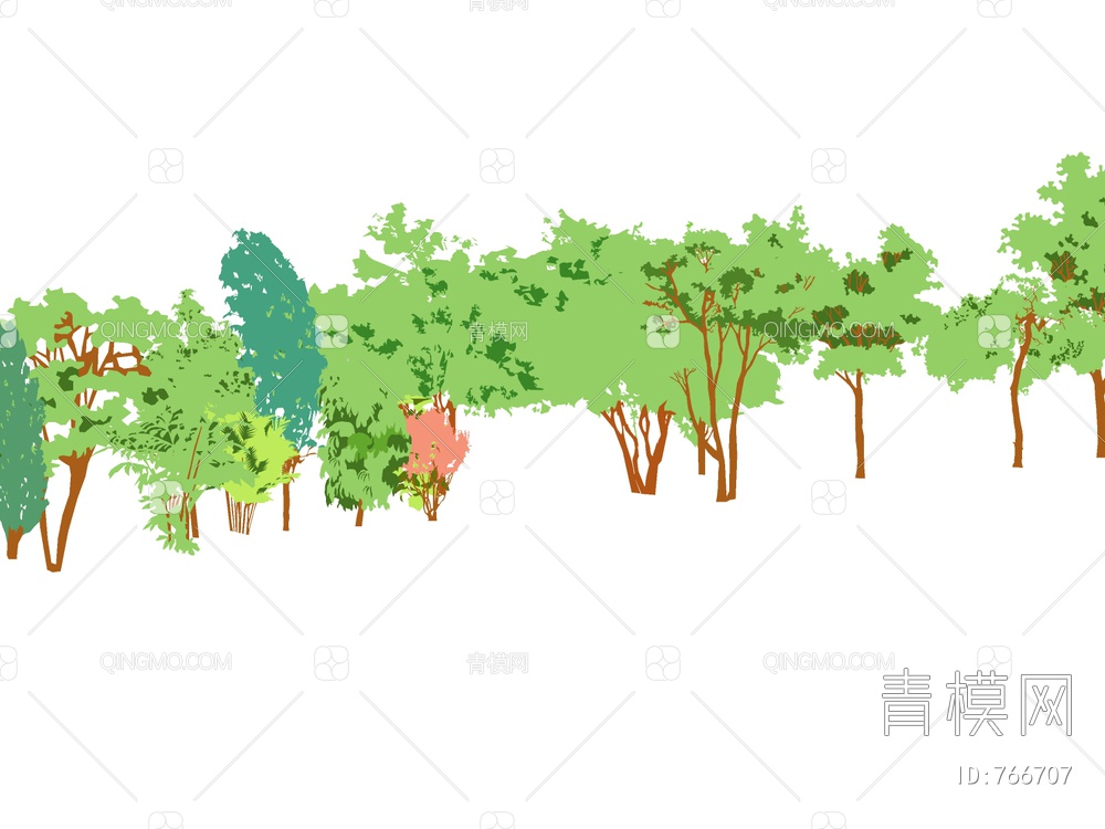 2D手绘植物 景观树SU模型下载【ID:766707】