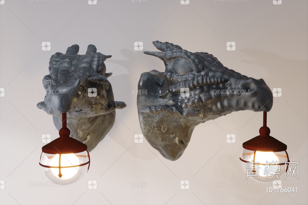 恐龙动物壁灯装饰3D模型下载【ID:766041】