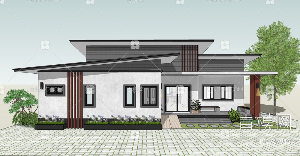 别墅住宅建筑SU模型下载【ID:767913】