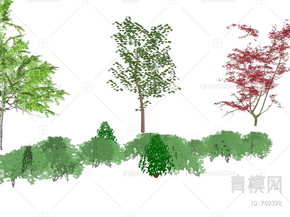 2D植物 景观树 灌木 植物组团 植物堆SU模型下载【ID:769398】