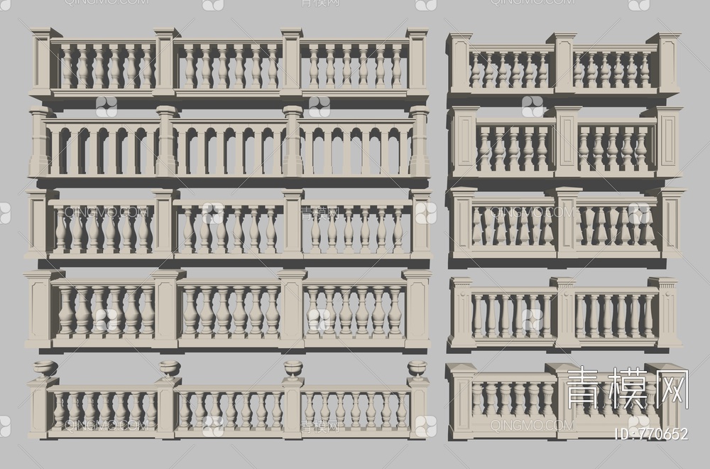 护栏 楼梯扶手SU模型下载【ID:770652】