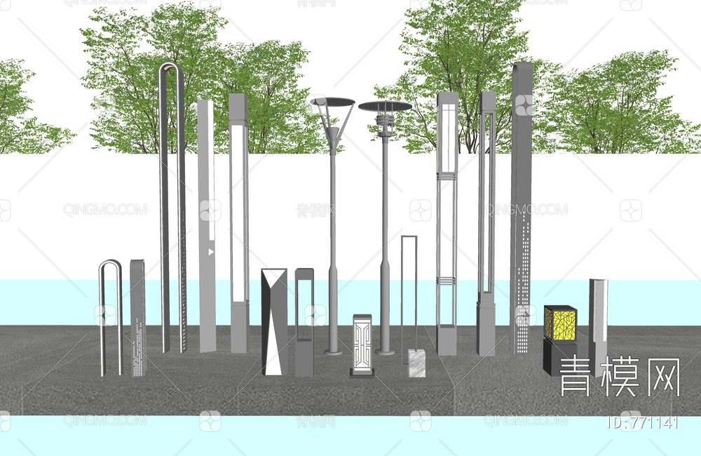景观灯 灯柱SU模型下载【ID:771141】