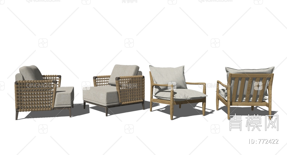 单人沙发 休闲椅SU模型下载【ID:772422】