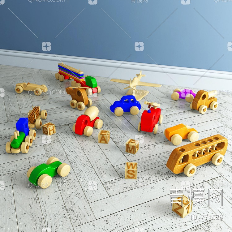 儿童木制玩具小汽车3D模型下载【ID:771528】