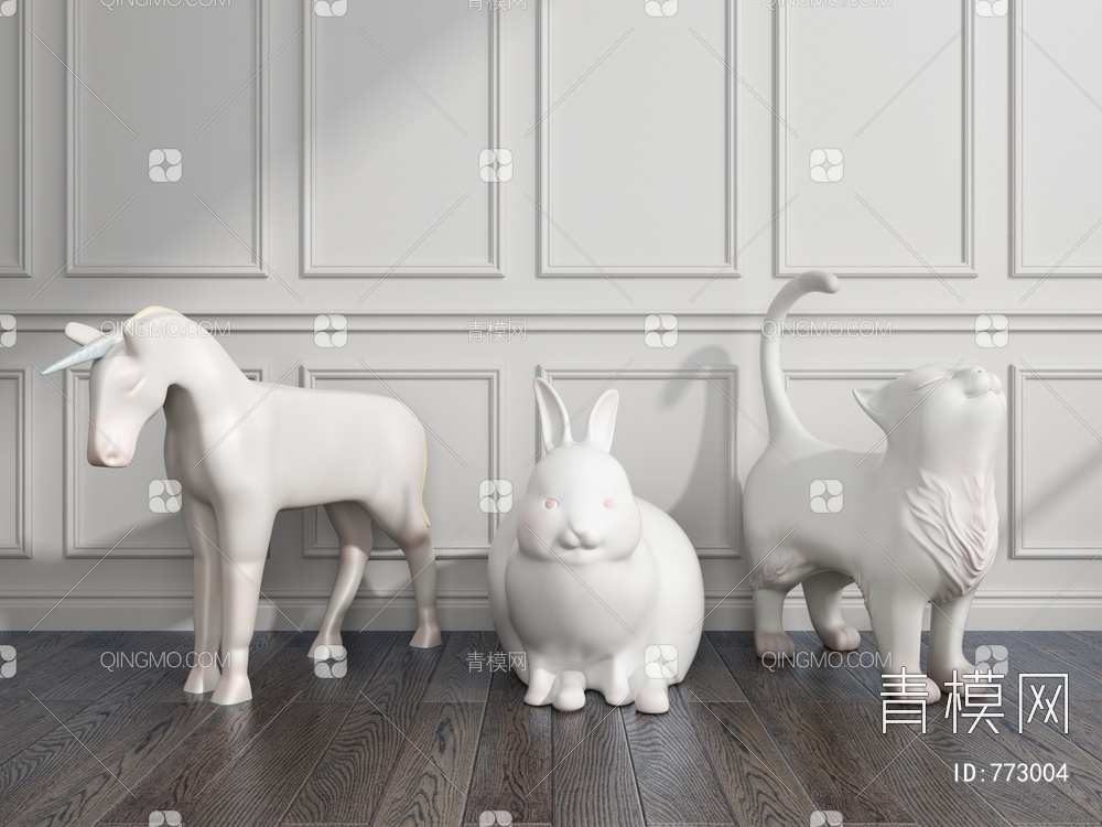 网红动物雕塑摆件3D模型下载【ID:773004】