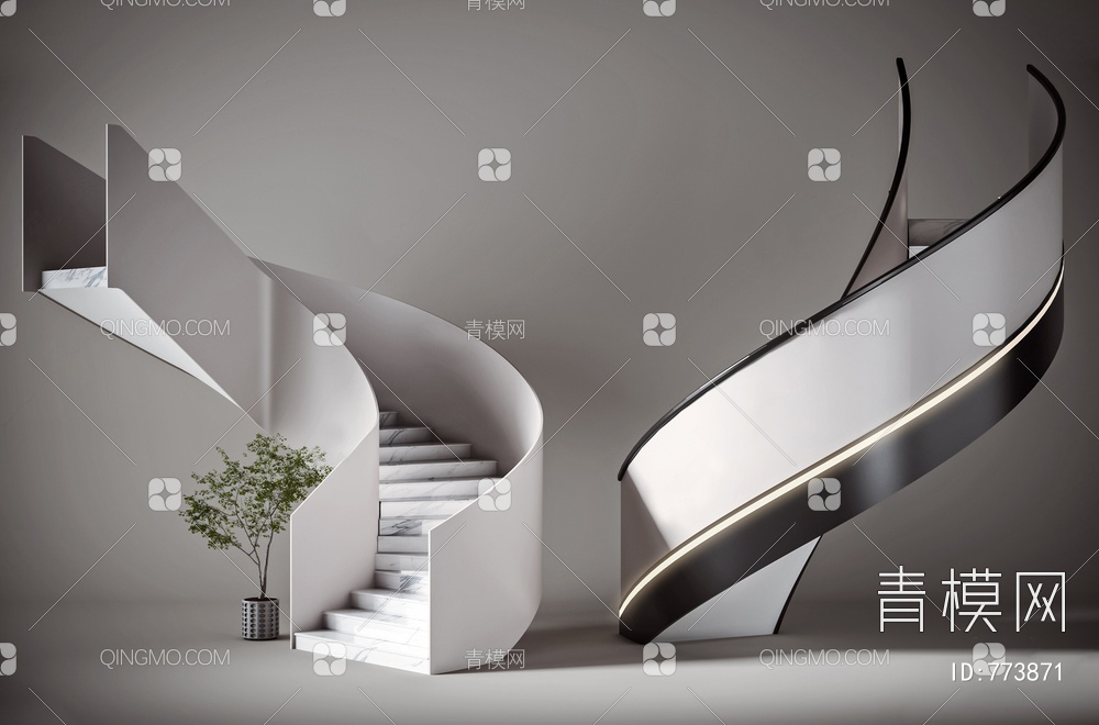 旋转楼梯3D模型下载【ID:773871】