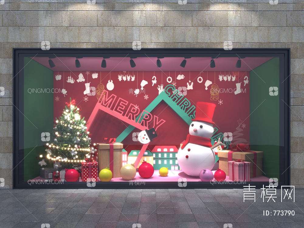 圣诞橱窗主题设计3D模型下载【ID:773790】