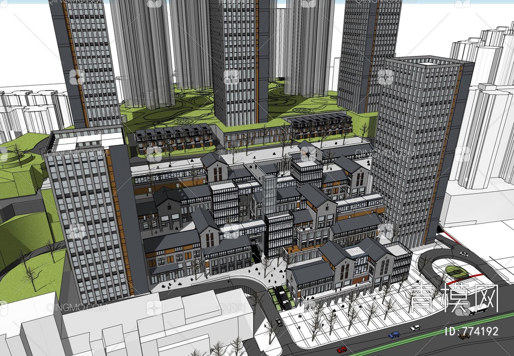 学校展览馆规划建筑SU模型下载【ID:774192】