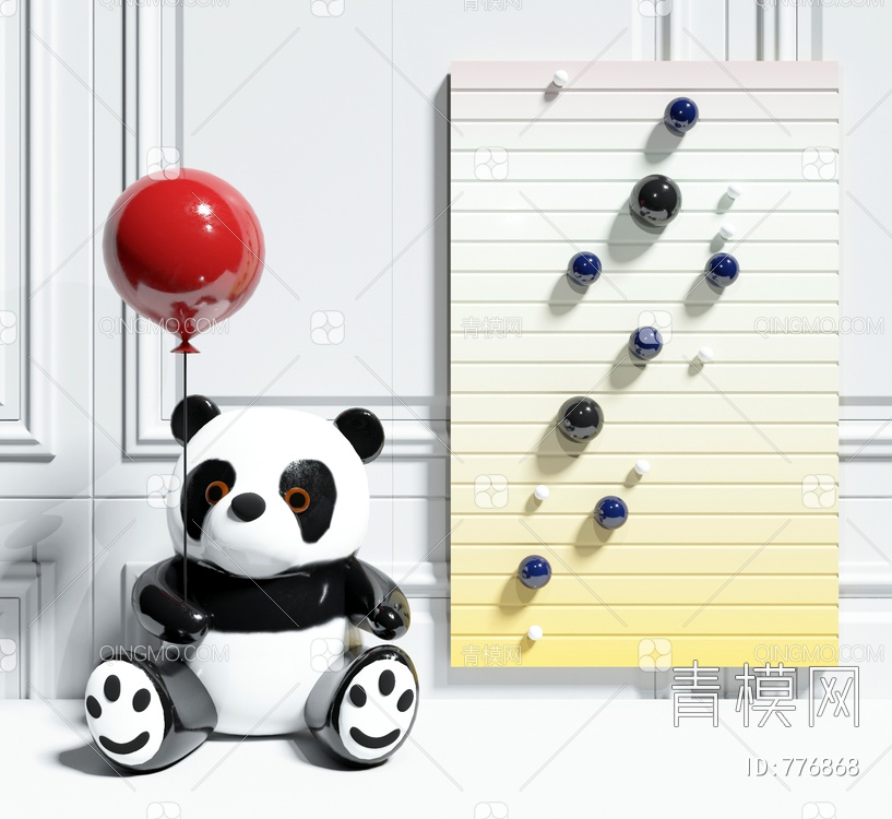 熊猫雕塑摆件装饰品3D模型下载【ID:776868】