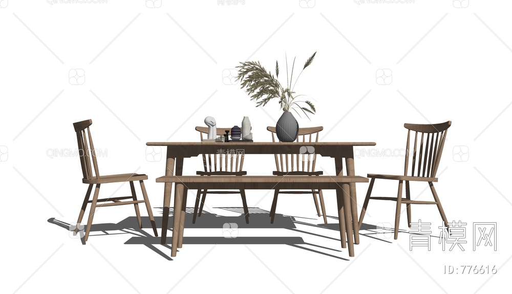 餐桌椅组合SU模型下载【ID:776616】