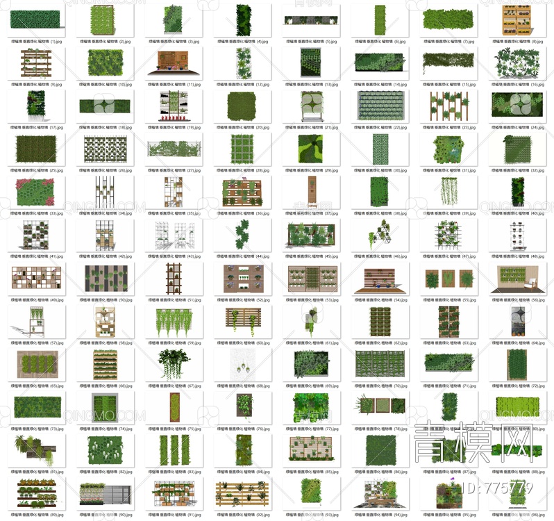 绿植背景墙SU模型下载【ID:775779】