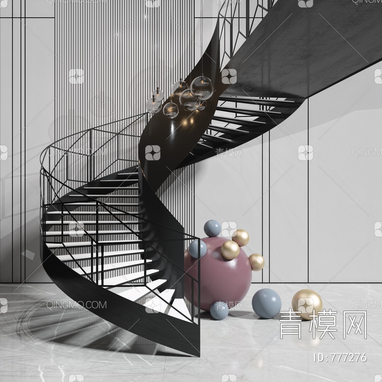 螺旋艺术步梯 楼梯3D模型下载【ID:777276】