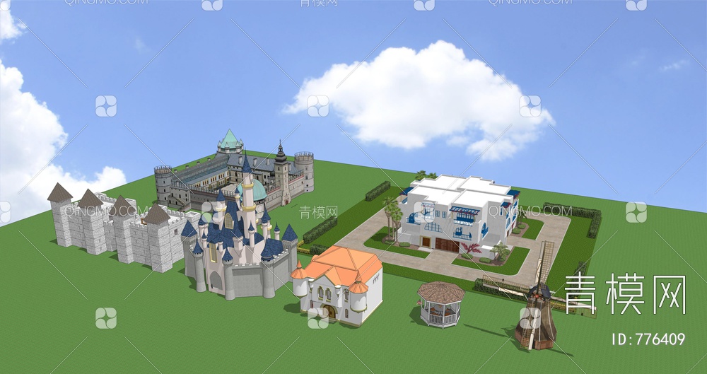 小城堡城堡SU模型下载【ID:776409】