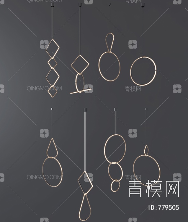 【吊灯,线性吊灯3D模型】-现代VR无灯光无贴图吊灯,线性吊灯3d模型下载-ID779505-免费3Dmax模型库 - 青模3d模型网