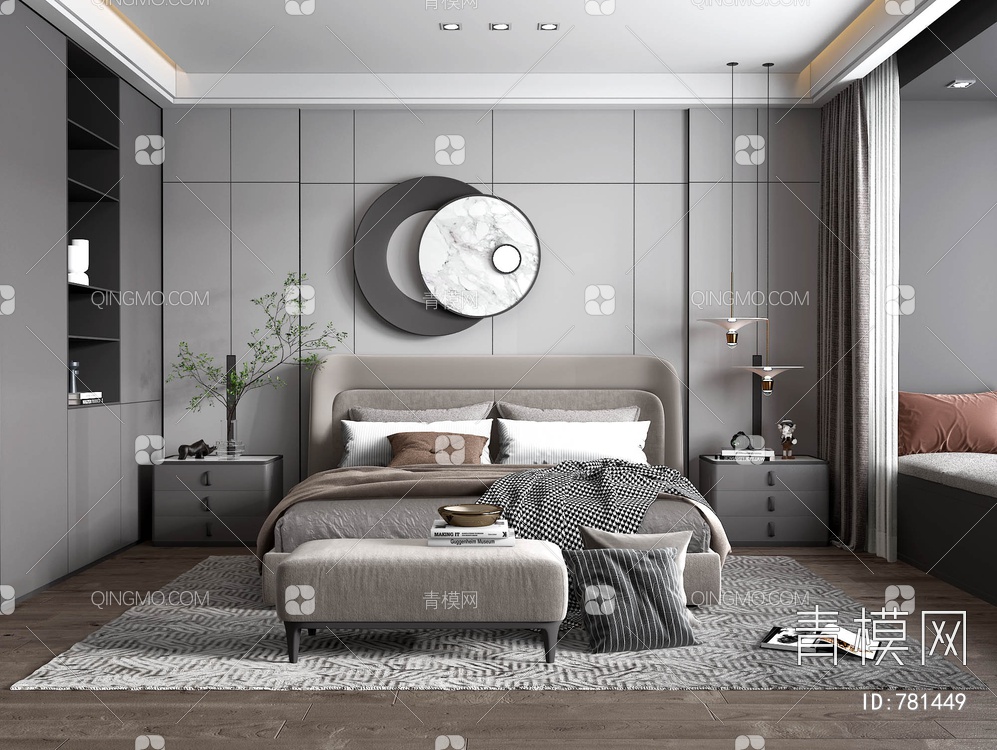 家居卧室,双人床,尾3D模型下载【ID:781449】