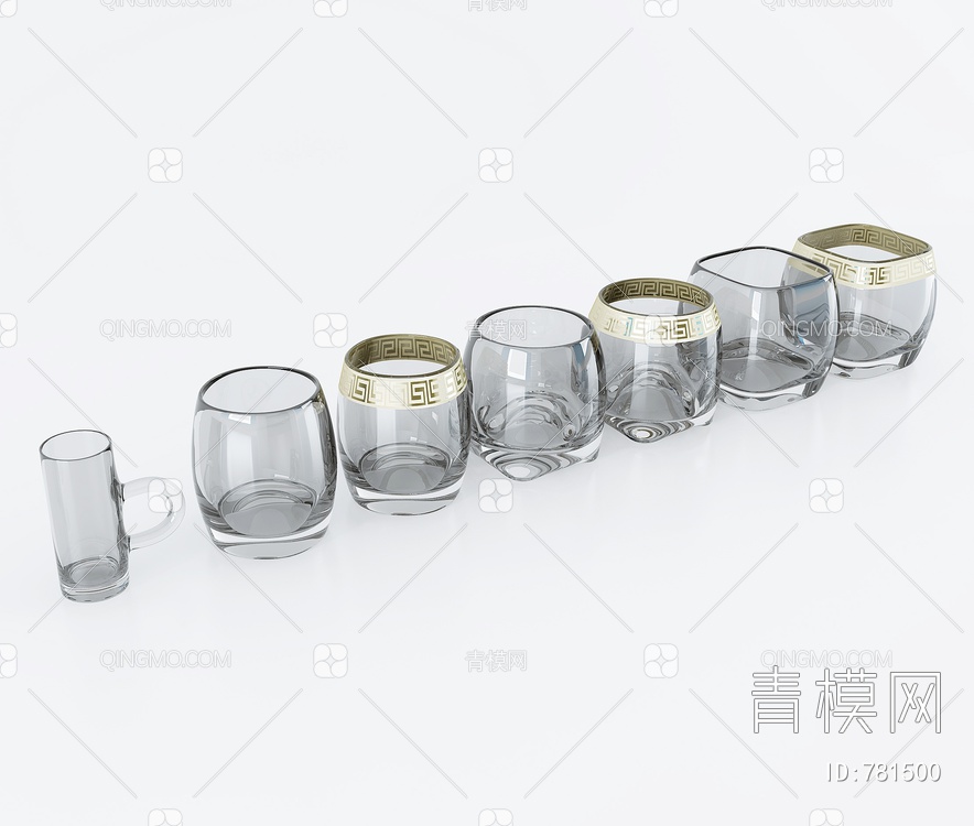玻璃茶具,杯子3D模型下载【ID:781500】