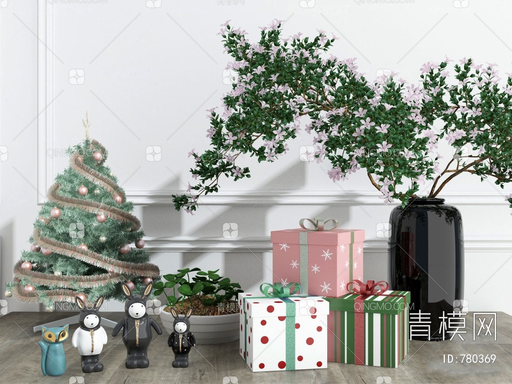 圣诞树礼盒摆件3D模型下载【ID:780369】