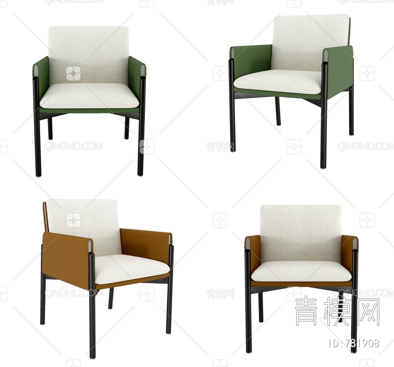 布艺餐椅,单椅,椅子3D模型下载【ID:781908】
