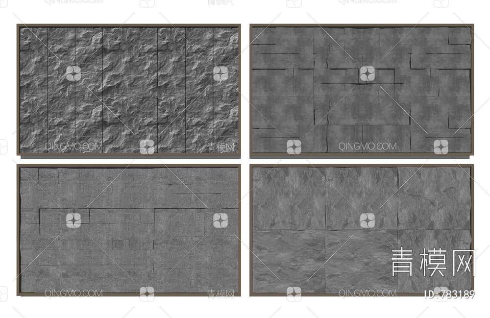 背景墙 岩石装饰墙SU模型下载【ID:783189】