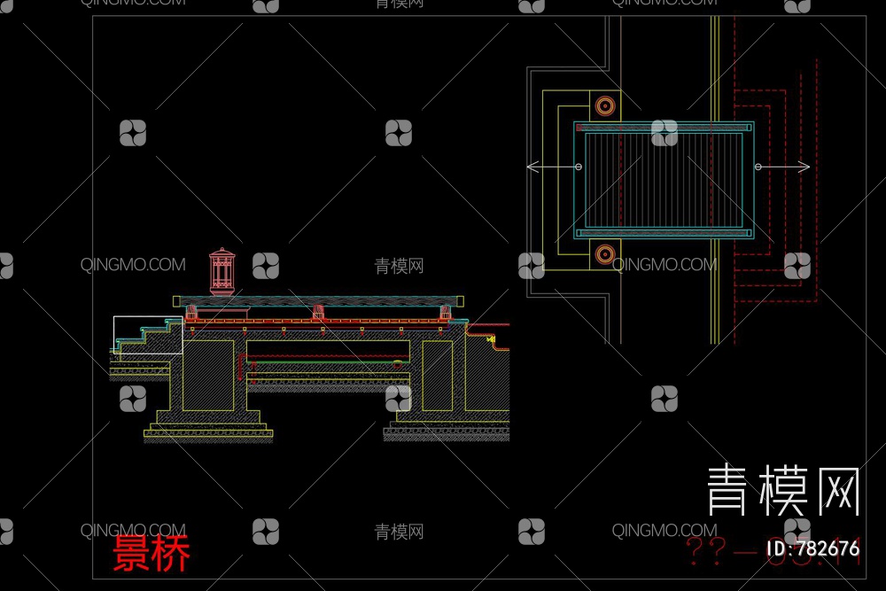 景观桥建筑结构图【ID:782676】