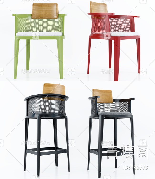 网格单椅,吧椅3D模型下载【ID:782973】