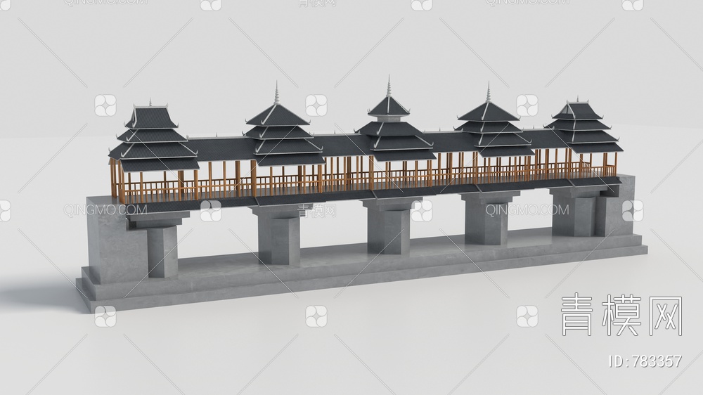 风雨桥3D模型下载【ID:783357】