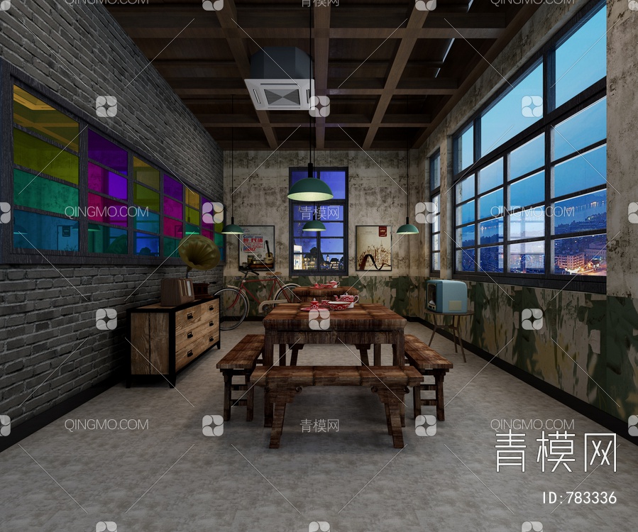 复古餐厅3D模型下载【ID:783336】