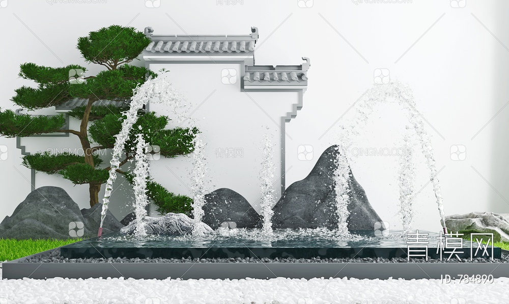 景观水景园林造景3D模型下载【ID:784890】