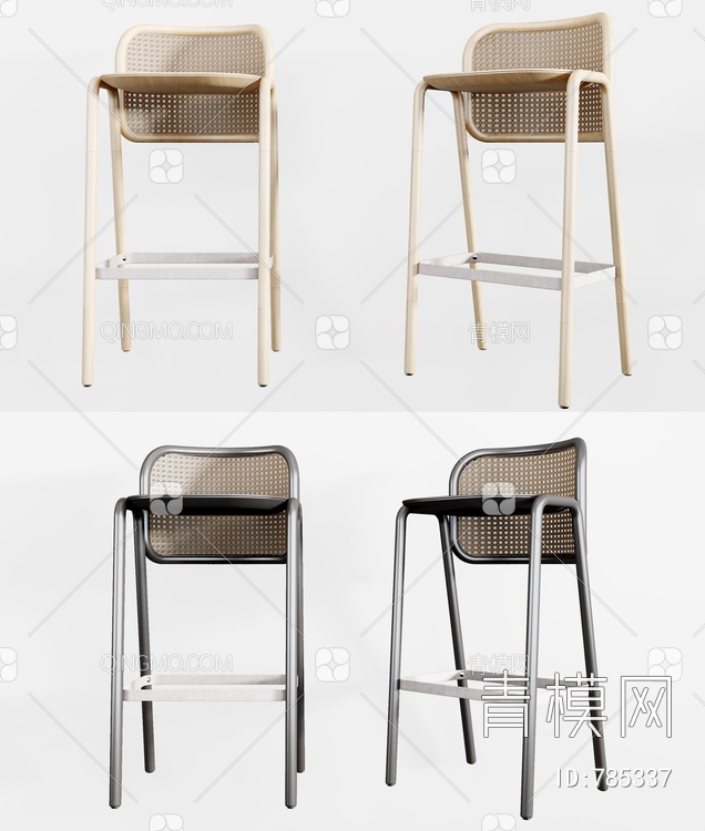 编织吧椅,高脚3D模型下载【ID:785337】