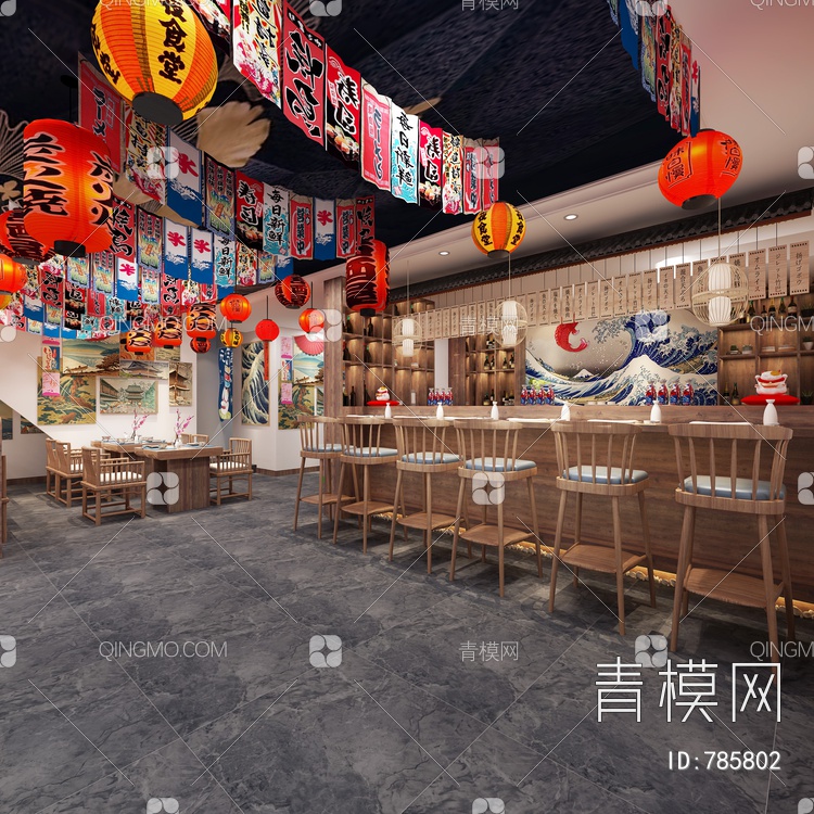日本料理寿司店,3D模型下载【ID:785802】