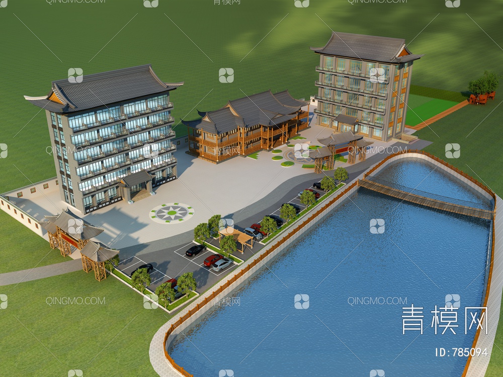 生态园，山庄，酒店，宾馆3D模型下载【ID:785094】