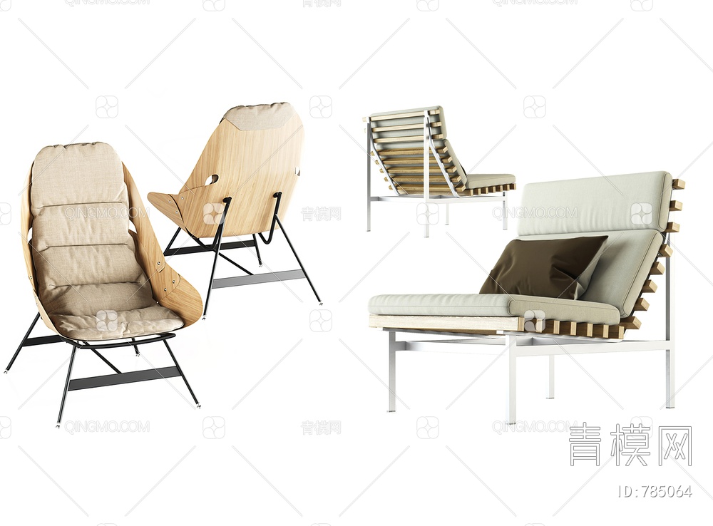 户外躺椅单人椅3D模型下载【ID:785064】