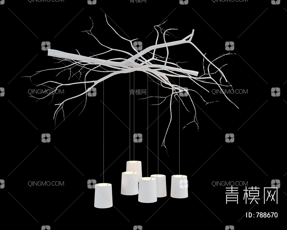 干树枝装饰吊灯3D模型下载【ID:788670】