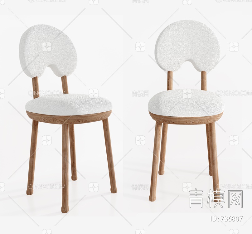 原木色单椅,椅子3D模型下载【ID:786807】