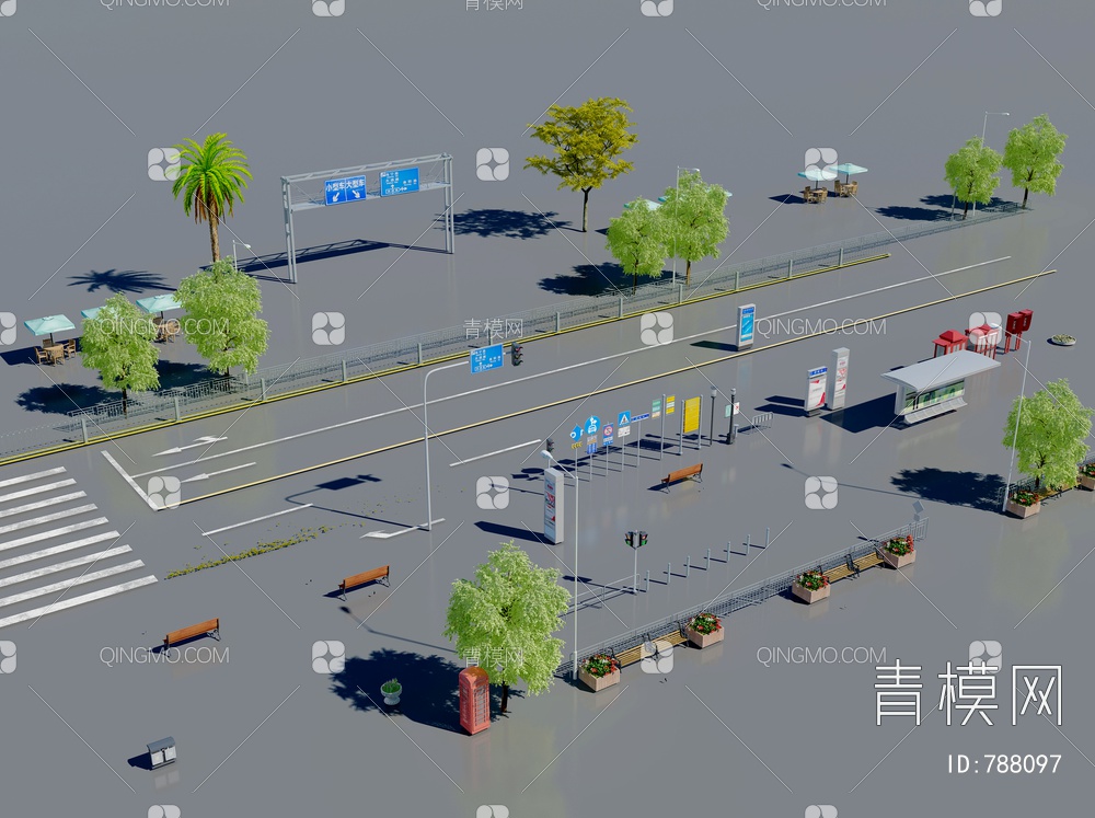 道路,马路公路，指示3D模型下载【ID:788097】