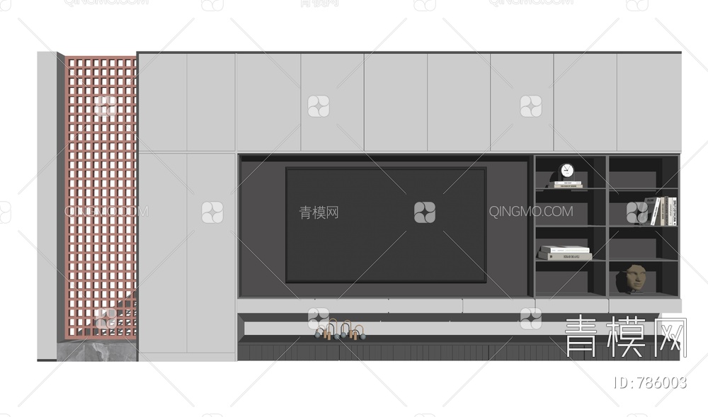 电视背景墙SU模型下载【ID:786003】
