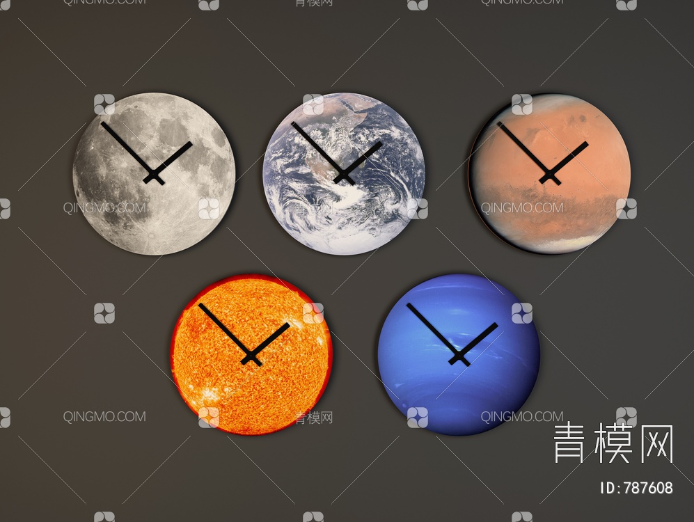 太空星球挂钟,时钟,3D模型下载【ID:787608】