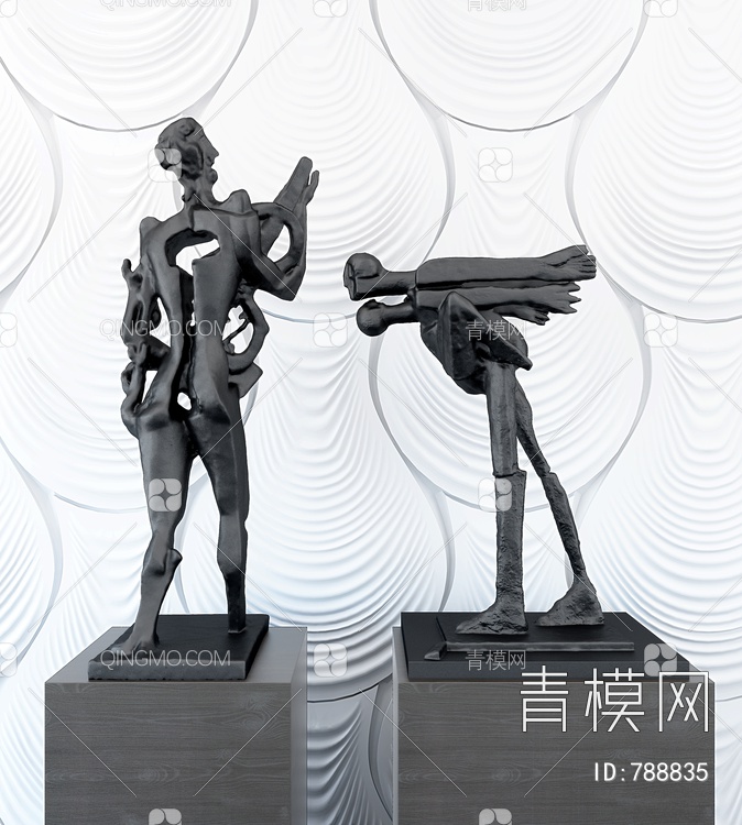 抽象人物雕塑,3D模型下载【ID:788835】