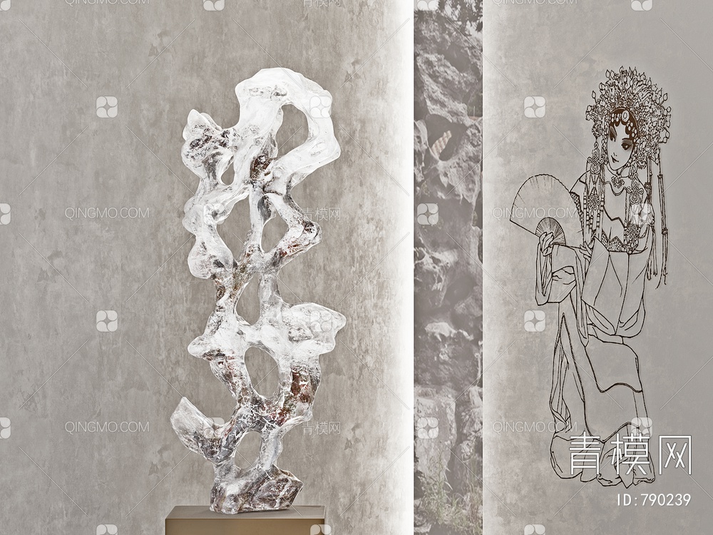 太湖石雕塑摆件3D模型下载【ID:790239】