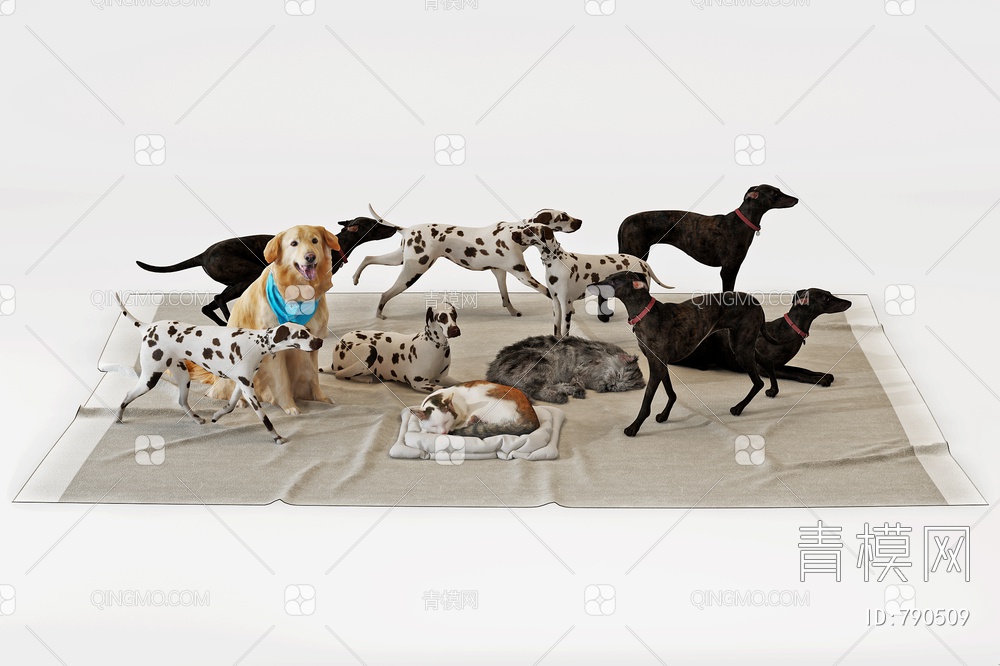 宠物狗,宠物猫,动物3D模型下载【ID:790509】