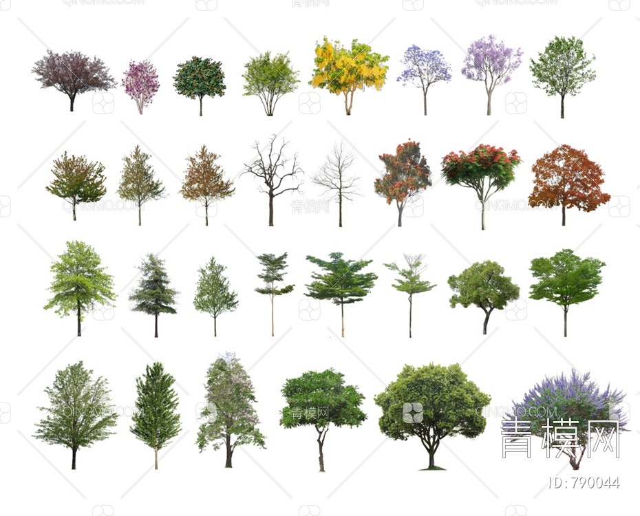 2D配景树平面植物SU模型下载【ID:790044】