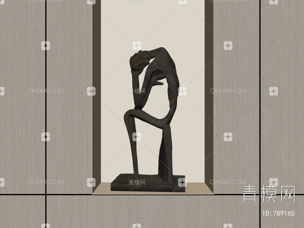 抽象人物雕塑SU模型下载【ID:789165】