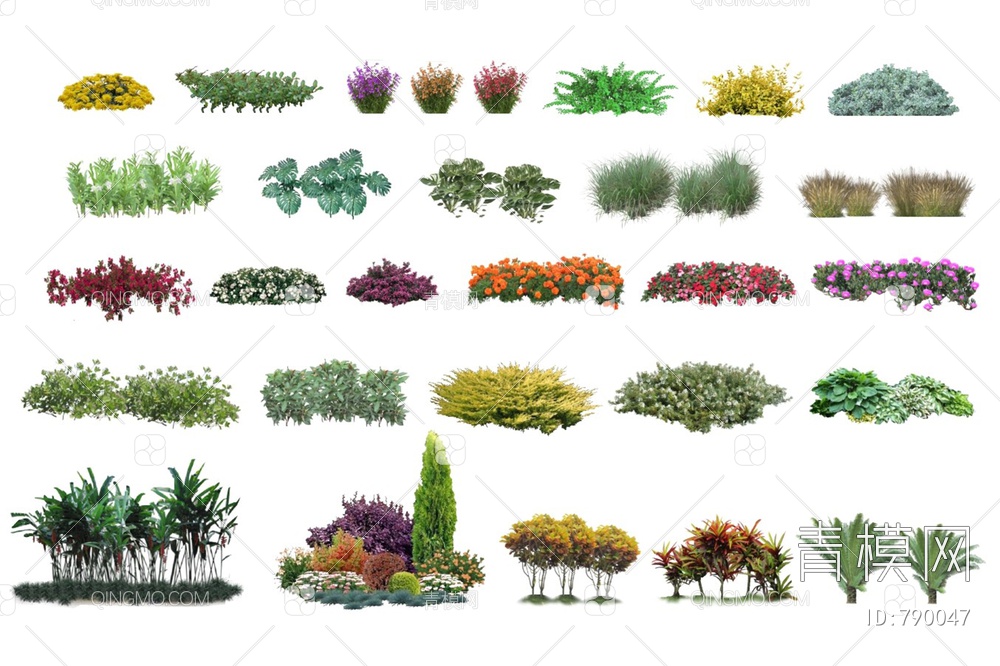 2D平面植物灌木花丛SU模型下载【ID:790047】