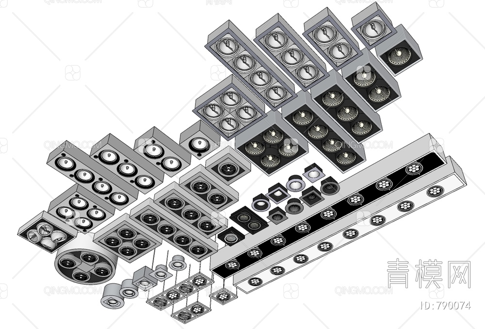 天花灯筒灯射灯SU模型下载【ID:790074】