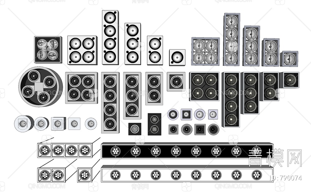 天花灯筒灯射灯SU模型下载【ID:790074】