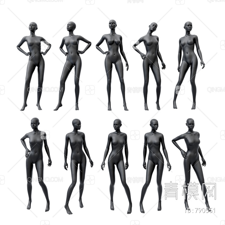女性人体模特3D模型下载【ID:790551】