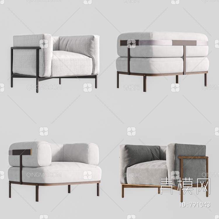 单人沙发组合3D模型下载【ID:791043】