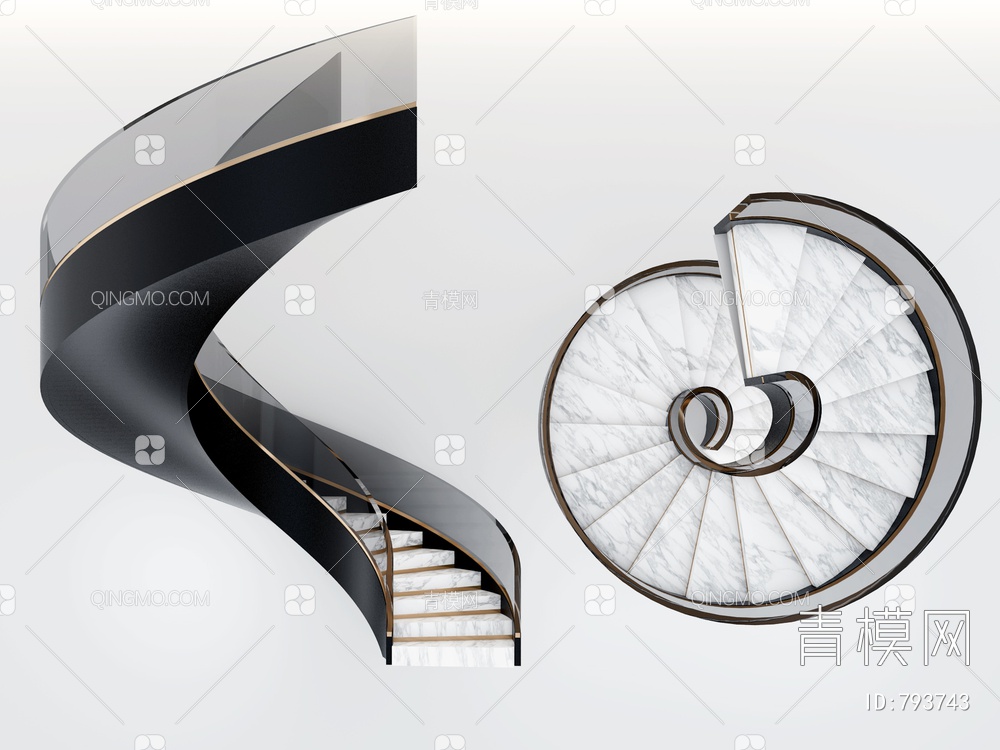 玻璃旋转楼梯3D模型下载【ID:793743】