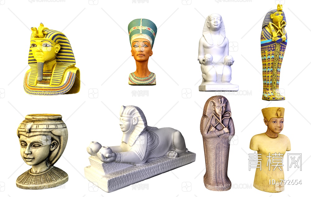埃及法老狮身人面雕塑3D模型下载【ID:792654】